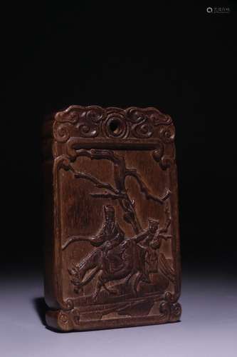 A Chinese Agarwood Pendant With Story Carving