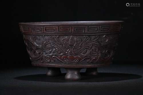 A Chinese Agarwood Censer With Pattern Carving