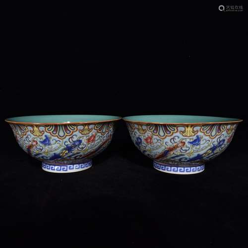 Pair Of Chinese Porcelain Famille Rose Floral Pattern Bowl