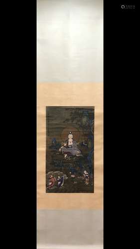 A Chinese Vertical Axis Painting Of Guanyin, Ding Yunpeng Mark