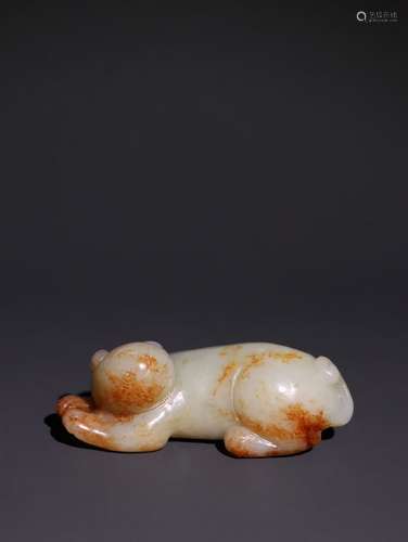 A Chinese Hetian Jade Beast Ornament