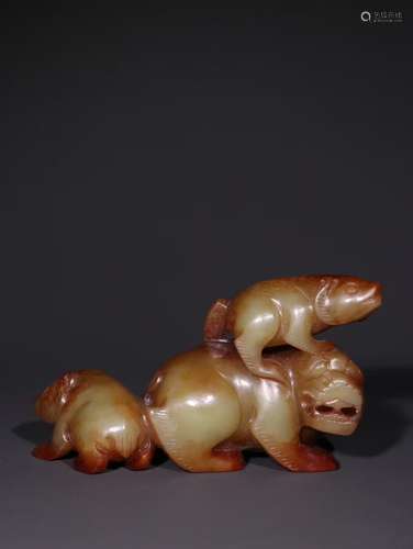 A Chinese Hetian Jade Beast Ornament