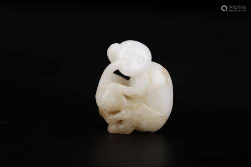 A Chinese Hetian Jade Monkey Shaped Pendant