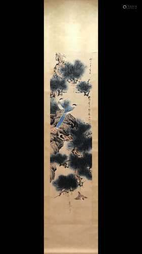 A Chinese Vertical Axis Painting Of Floral&Birds, Yan Bolong Mark