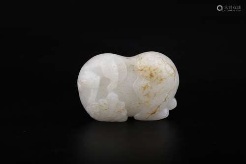 A Chinese Hetian Jade Lion Shaped Pendant