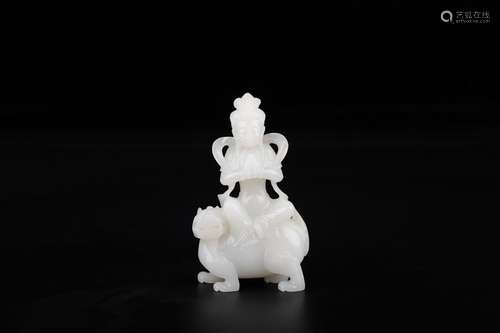 A Chinese Hetian Jade Guanyin&Beast Shaped Ornament