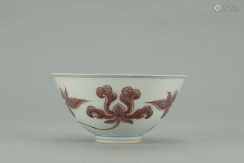 A Chinese Porcelain Underglaze Red Floral Pattern Bowl