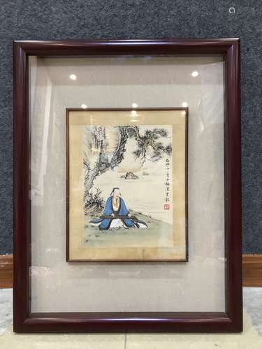 A Chinese Painting With Frame Of Figure Story, Chen Shaomei Mark