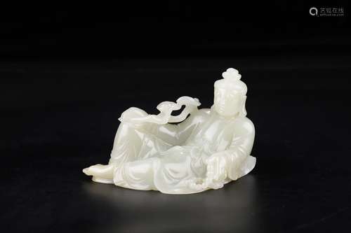 A Chinese Hetian Jade Guanyin Shaped Ornament