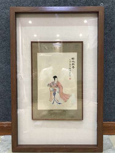 A Chinese Painting With Frame Of Figure, Mei Lanfang Mark