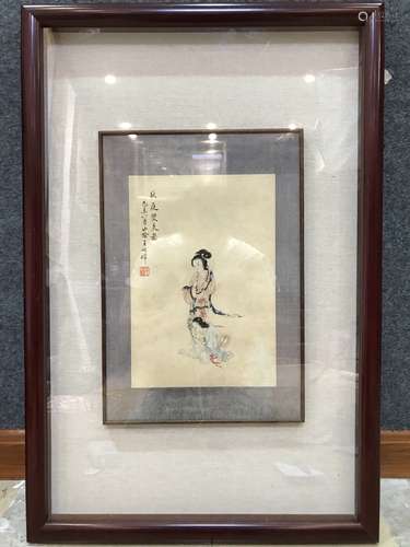 A Chinese Painting With Frame Of Figure, Wang Shuhui Mark