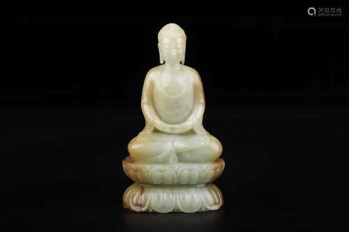 A Chinese Hetian Jade Gautama Buddha Statue