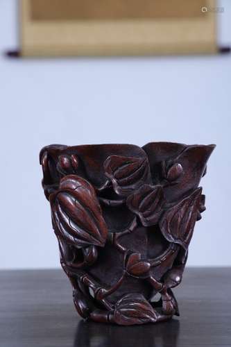 A Chinese Agarwood Vessel Of Floral Pattern