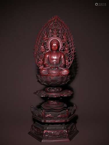 A Chinese Boxwood Buddha Statue With Base