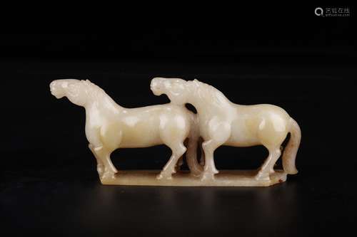 A Chinese Hetian Jade Horses Shaped Ornament