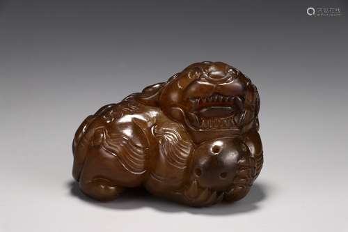 A Chinese Hetian Jade Lion Shaped Ornament