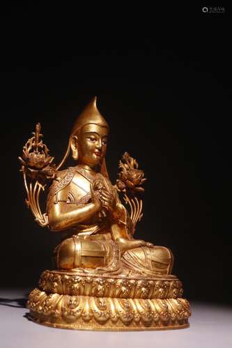 A Chinese Bronze Ormolu Buddha Statue