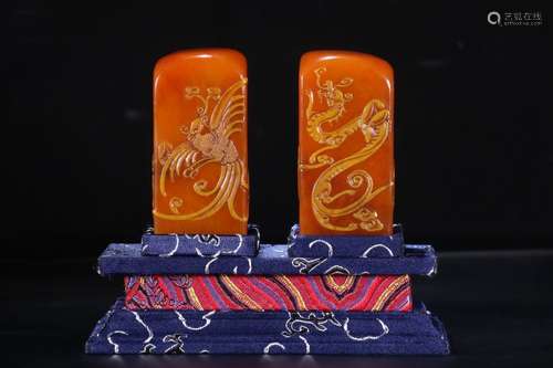 A Chinese Tianhuang Stone Dragon&Phoenix Seal