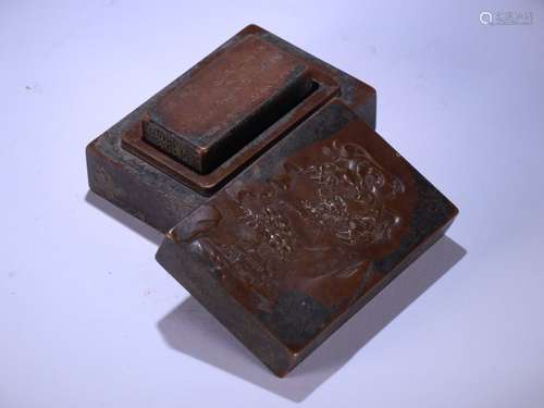 Set Of Chinese Bronze Seals Of Poetry Carving