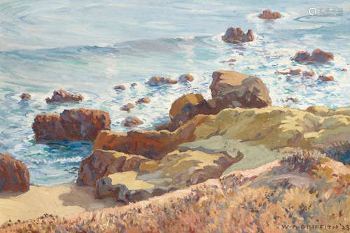 William Alexander Griffith (1866-1940) On the Cliffs, Laguna Beach 20 x 30in framed 27 x 37in