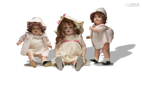 3 Large Composition Dolls