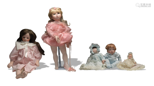 5 Porcelain Artist Dolls