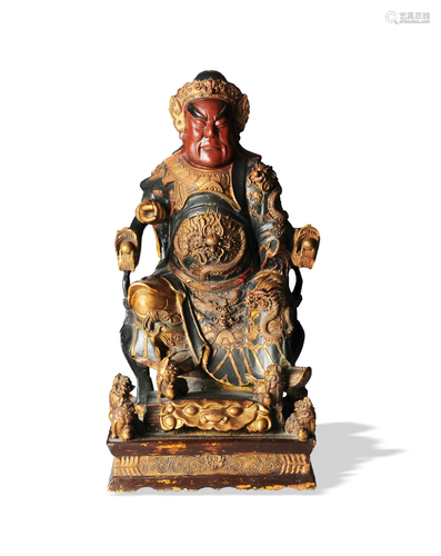 Wooden Statue of Guan Gong, Qing Dynasty