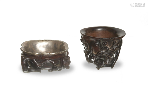 Two Chinese Huanghuali Cups, 18-19th Century