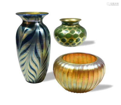 3 Lundberg Studio Art Glass Vases