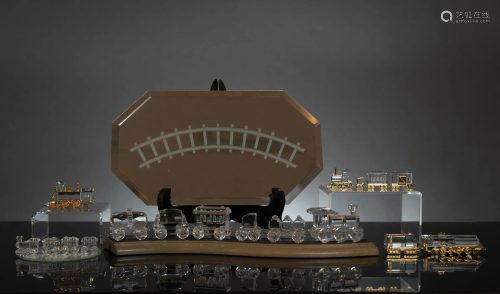 14 Swarovski, 12 Boxed, Crystal Train Set Pieces