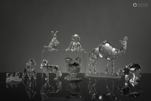 Swarovski, 8 Boxed Silver Crystal Animals