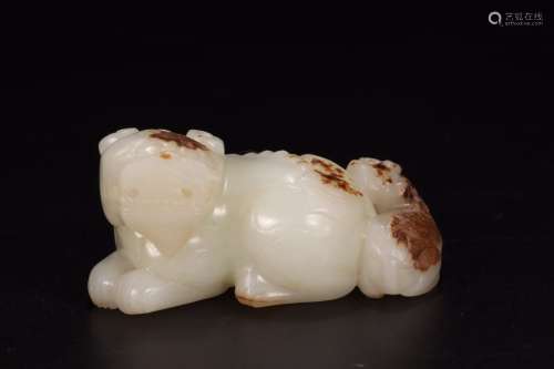 a chinese hetian jade beast ornament,qing dynasty