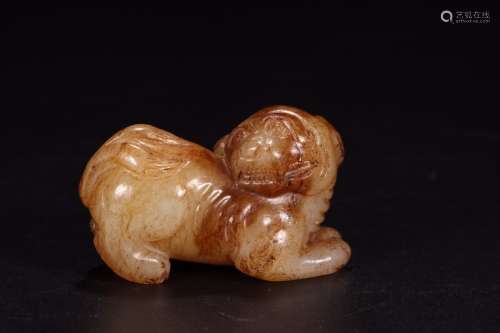a chinese hetian jade beast ornament,qing dynasty