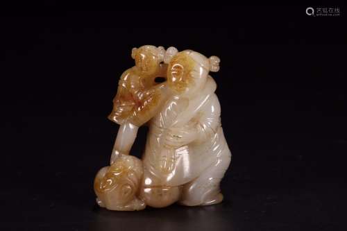 a chinese hetian jade carving of boy,qing dynasty