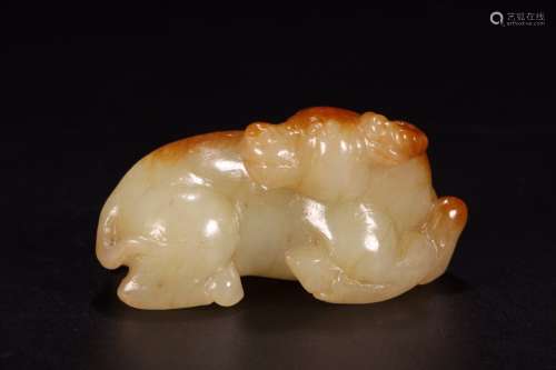 a chinese hetian jade ox ornament,qing dynasty
