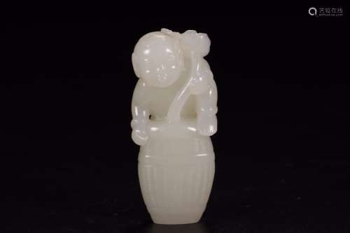 a chinese hetian jade figure of boy,qing dynasty
