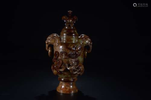 a chinese old collection gaogu jade dragon vase