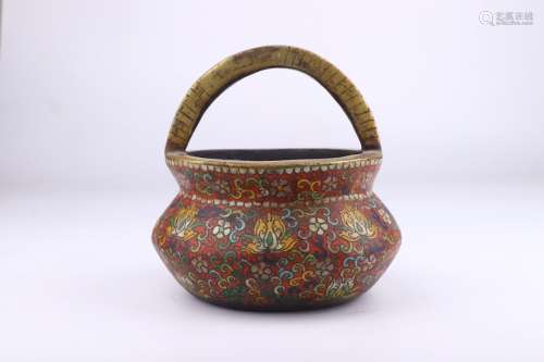 a chinese old collection cloisonne enamel bronze censer