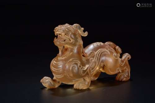 a chinese old collection glass beast ornament