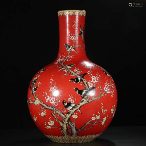 a chinese coral glazed porcelain 