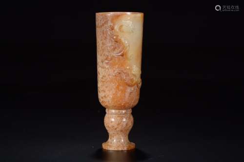 a chinese old collection gao gu jade dragon wine cup