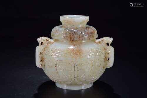 a chinese old collection gao gu jade incenser burner,han dynasty
