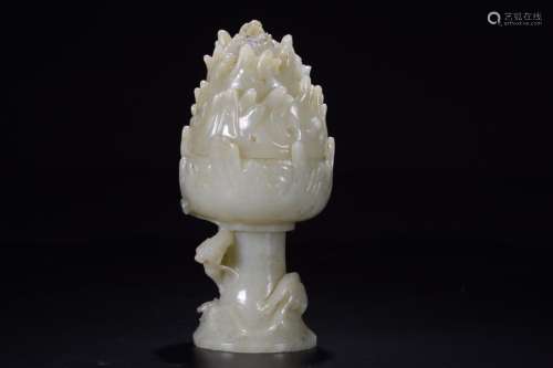 a chinese old collection hetian jade dragon censer