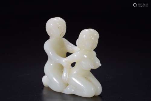 a chinese old collection hetian jade figure ornament