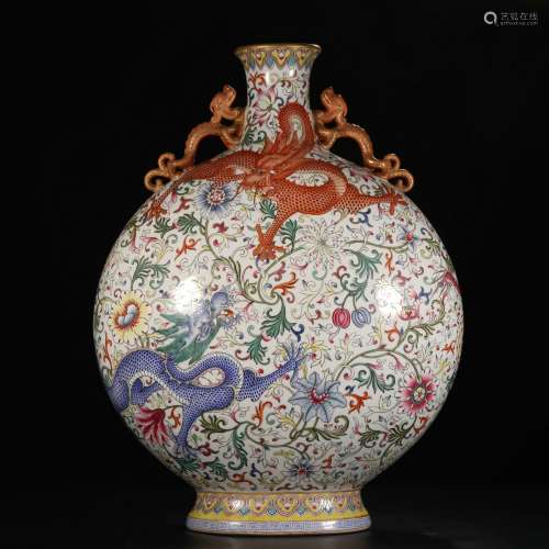 a chinese famille rose porcelain moonflask,yongzheng period