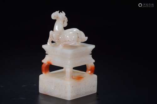 a chinese old collection hetain jade seal