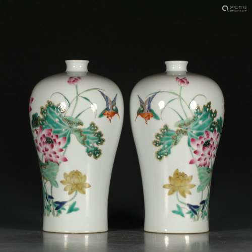 a pair of chinese famille rose porcelain vases,yongzheng priod
