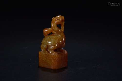 a chinese old collection gao gu jade seal