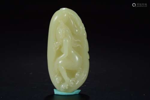 a chinese old collection hetian jade figure ornament
