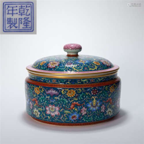 AN  CHINESE POWDER ENAMEL JAR WITH LID